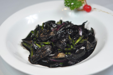 Chinese food - squid and vegetable juice