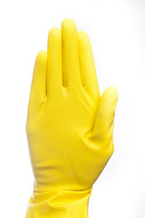 A yellow cleaning glove