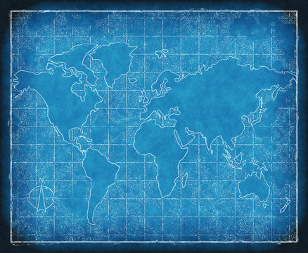 map of the world blueprint