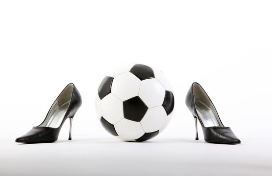 classic soccer ball with high heels