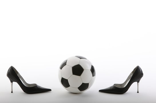 classic soccer ball with high heels
