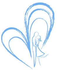 Kissing man and woman