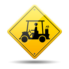 Señal amarilla simbolo Golf cart