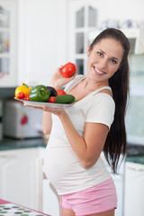 Pregnant woman and healthy food