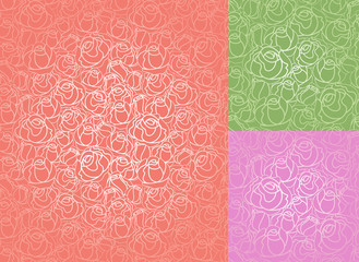 Seamless roses pattern. Set, wallpaper