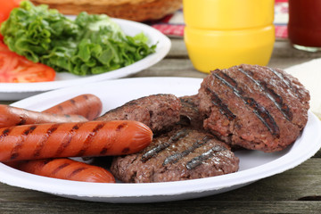Grilled Hamburgers and Hot Dogs