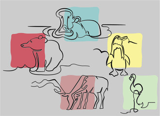 wild animals in one line