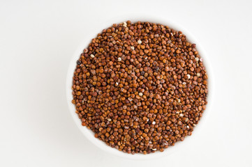 Red Organic Quinoa im Porzellanschälchen