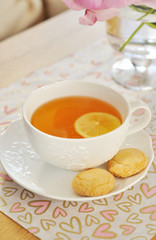 White cup of tea