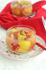 Nectarine And Pomegranate in White Tea Jelly
