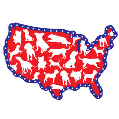 US Map and Dogs