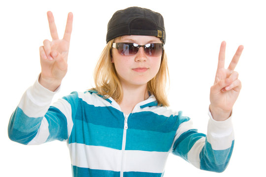 Cool teen on white background.