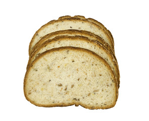 7-grain freshly baked bread on a white background