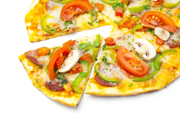 Pizza on white background