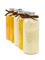 Bottles of spa oil and salt