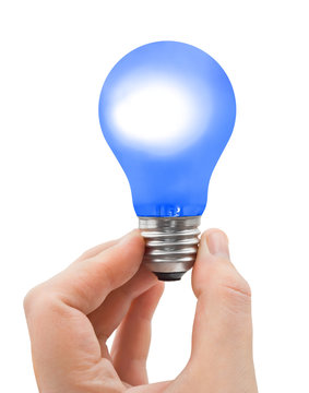 Hand with blue bulb
