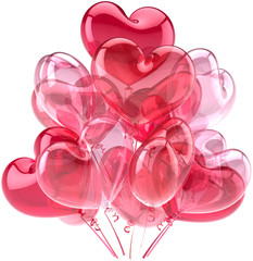 Party balloons birthday Love hearts cute decoration pink red