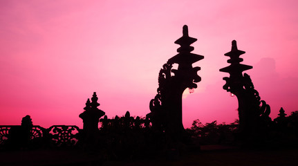 Fototapeta na wymiar Traditional Hindu buildings at sunset background. Pura Besakih. Indonesia