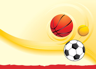 Obraz premium Sporting balls on the yellow background