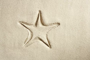 Poster beach starfish print  white caribbean sand summer © lunamarina