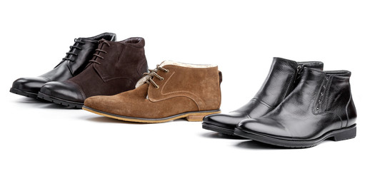 Men's shoes in line over white