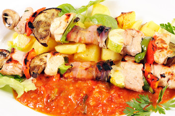 Shish kebab on skewers