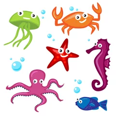 Cercles muraux Sous-marin Créatures de la mer mignonnes