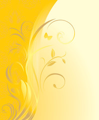 Floral ornament on the yellow background