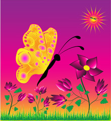 Obraz na płótnie Canvas butterfly on a background flower