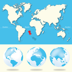 Carte planisph&egrave;re - Rep&egrave;re