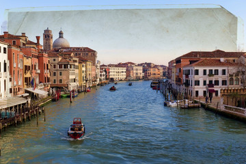 Canal Grande di Venezia su texture retro