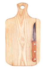 Chopping board with a knife
