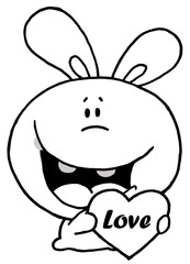 Outlined Bunny With Heart