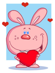 Romantic Pink Rabbit With Heart