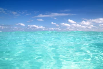 Poster blue caribbean sea water wave horizon © lunamarina