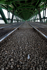 Steel and wooden bridge in Warsaw