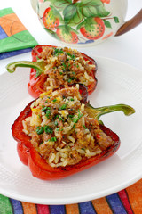 Paprika stuffed with rice and meat