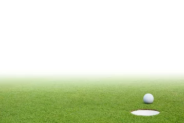 Papier Peint photo Golf Golf ball and green grass