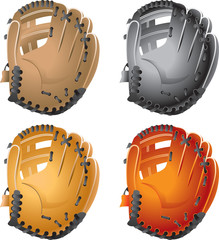 Different color baseball gloves