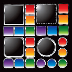 Multicolored square and round frames