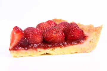 Strawberry Tart portion on a white background