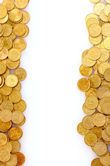 Many coins isolated on white. Ukrainian coins