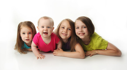 Four adorable young sisters