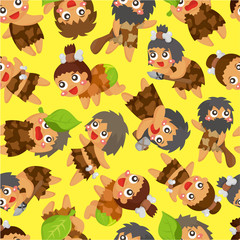 cartoon Caveman seamless pattern