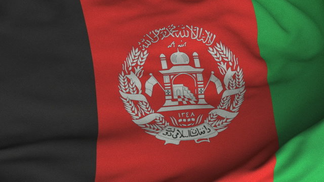 Seamless Waving Afghani Flag with Fabric Texture