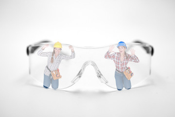 Women imprisoned behind goggles