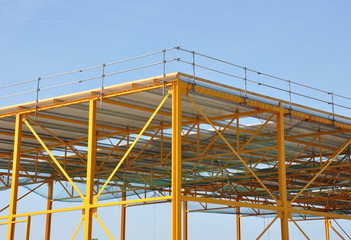 Detailed view of yellow steel frame construction
