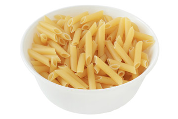 dry penne in a bowl