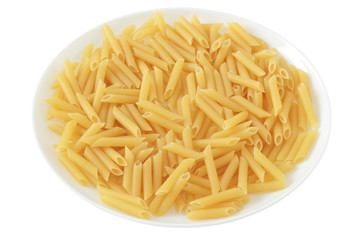 dry penne on a plate