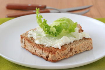 toast with lettuce and cream cheese